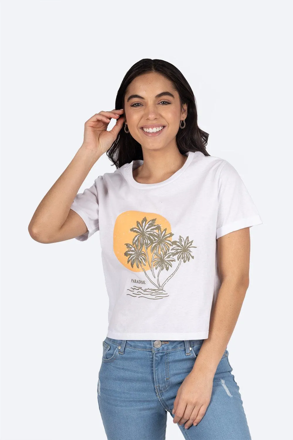 Playera estampada palmeras