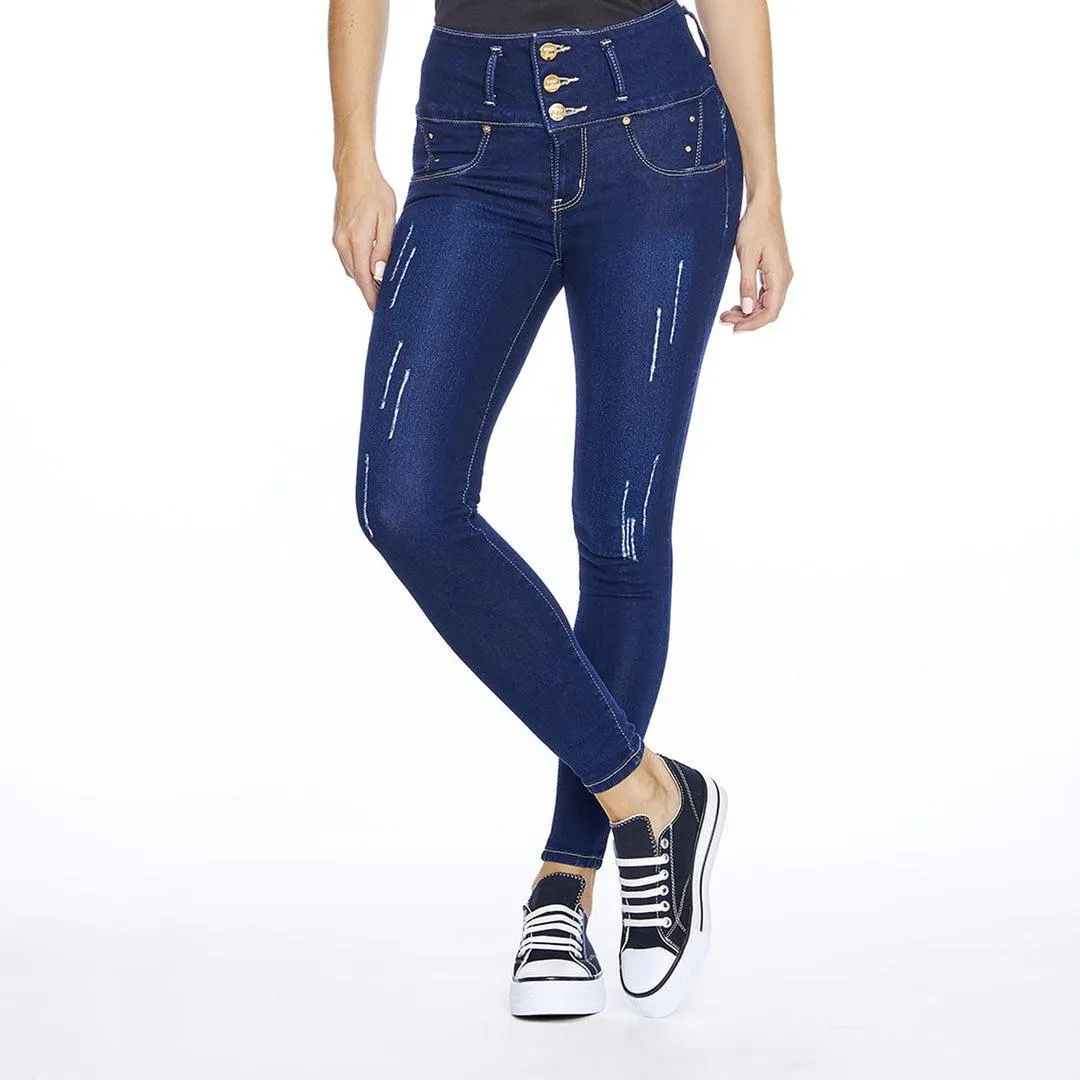 Jens Mujer levanta pompas corte skinny pretina ancha destroyer