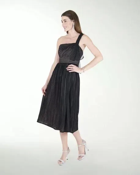 VESTIDO CC MIDI DE MESH CON RAYAS