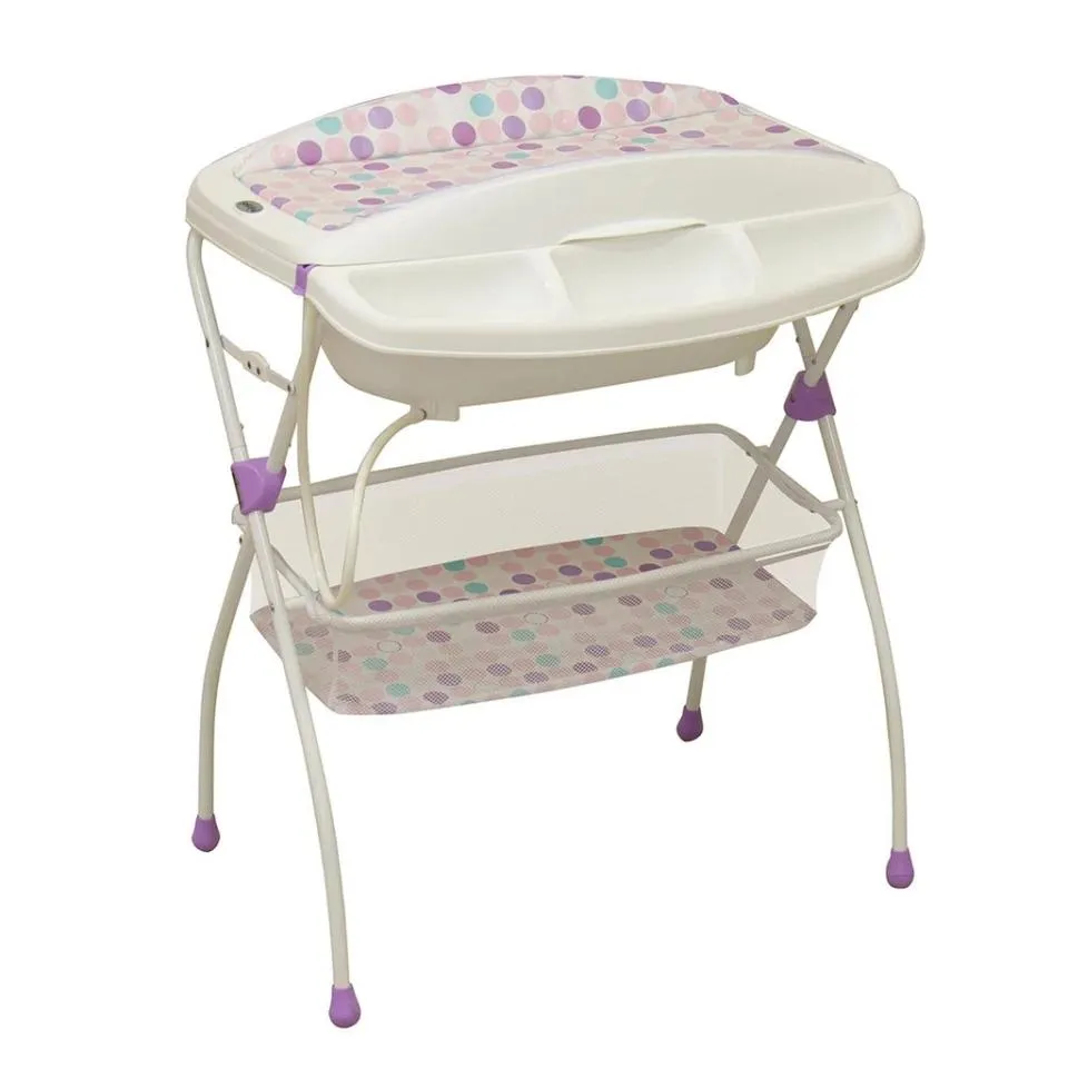 BAÑERA CON CAMBIADOR y base, Plegable Rosa Onda prinsel círculos