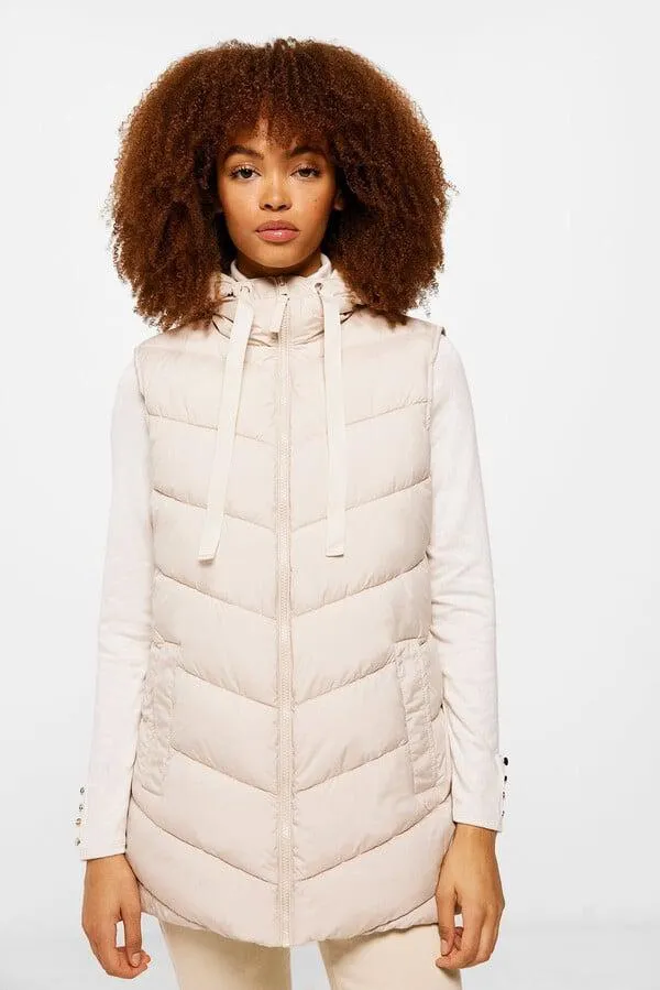 Chaleco acolchado largo poliéster reciclado