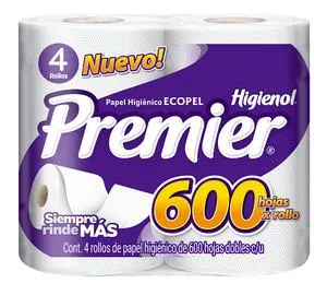 PAPEL HIGIENICO PREMIER DE 600 HD 4 ROLLO