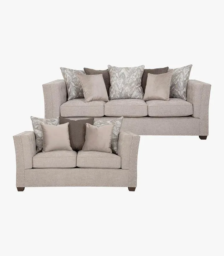 Sala Ana de Tela Color Beige - Sofá y Love Seat