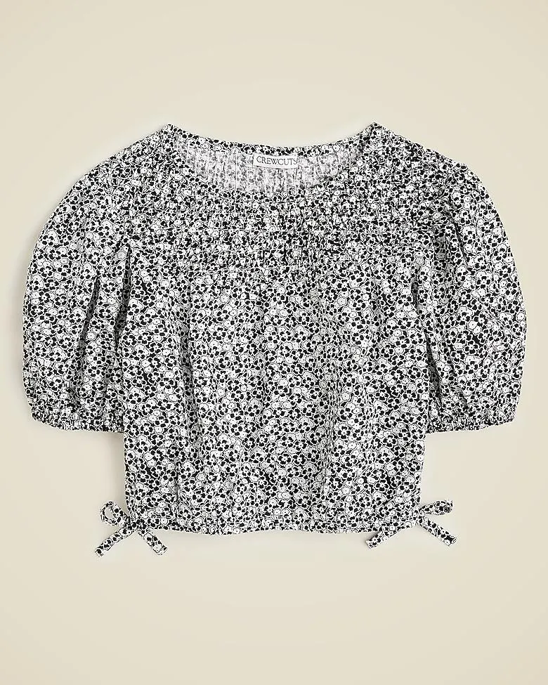 Girls' smocked top in cotton poplin floral