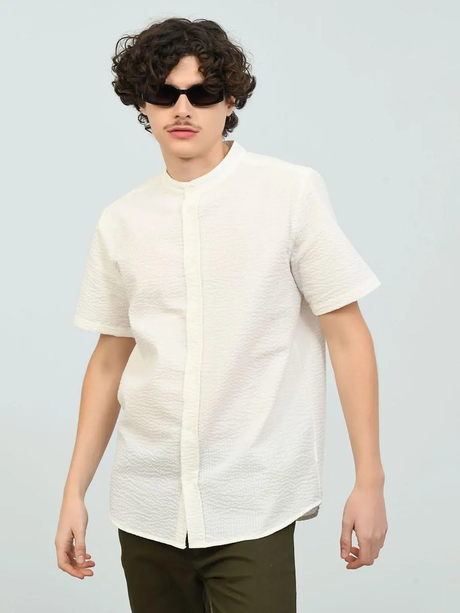 Camisa Manga Corta y Cuello Mao