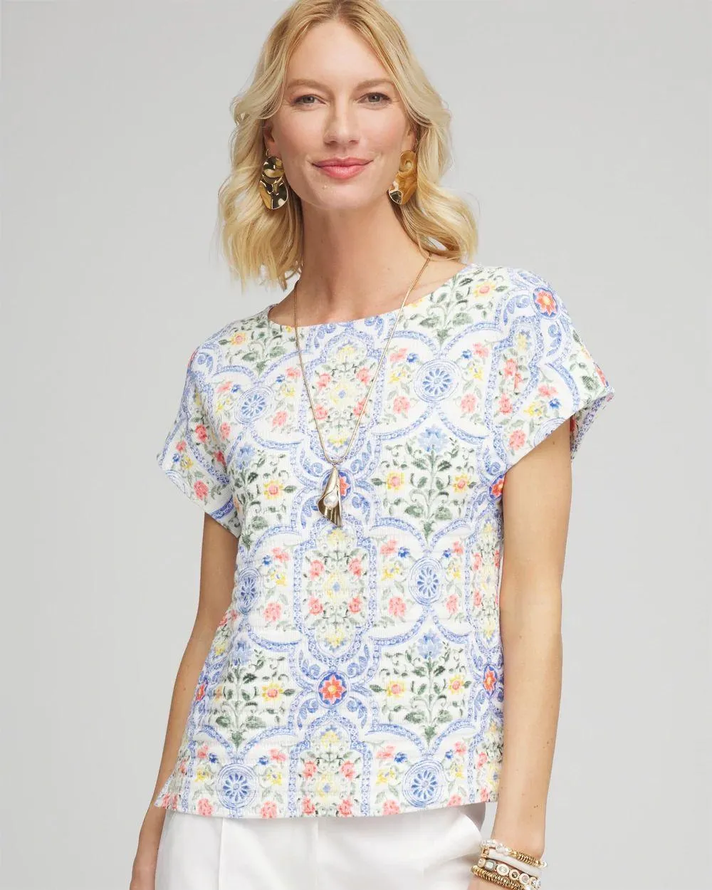 Modern Cap Sleeve Textured Tee