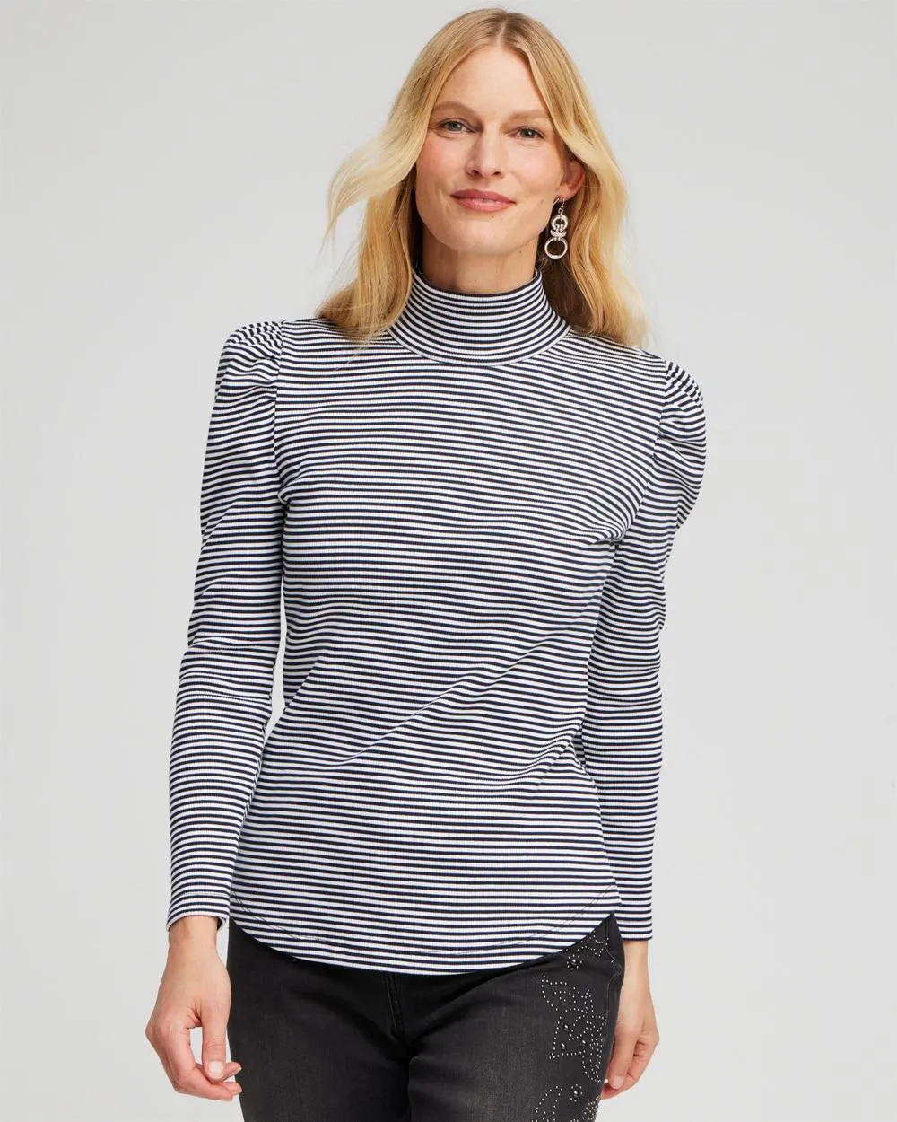 Rib Knit Stripe Turtleneck