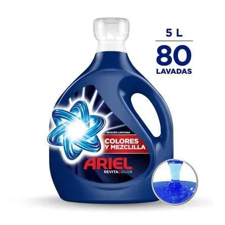 Detergente Líquido Ariel Colores y Mezclilla 80 lavadas (5000 ml)