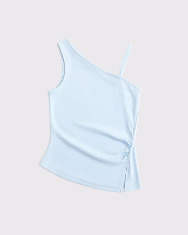 one-shoulder ruched tank