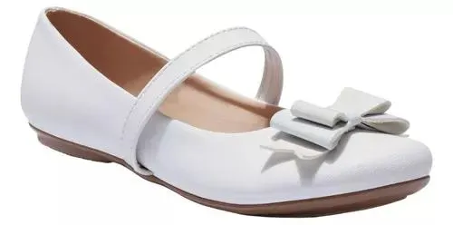 Balerinas De Niña Vestir Moño Brillos Daisy Blanco Fareli