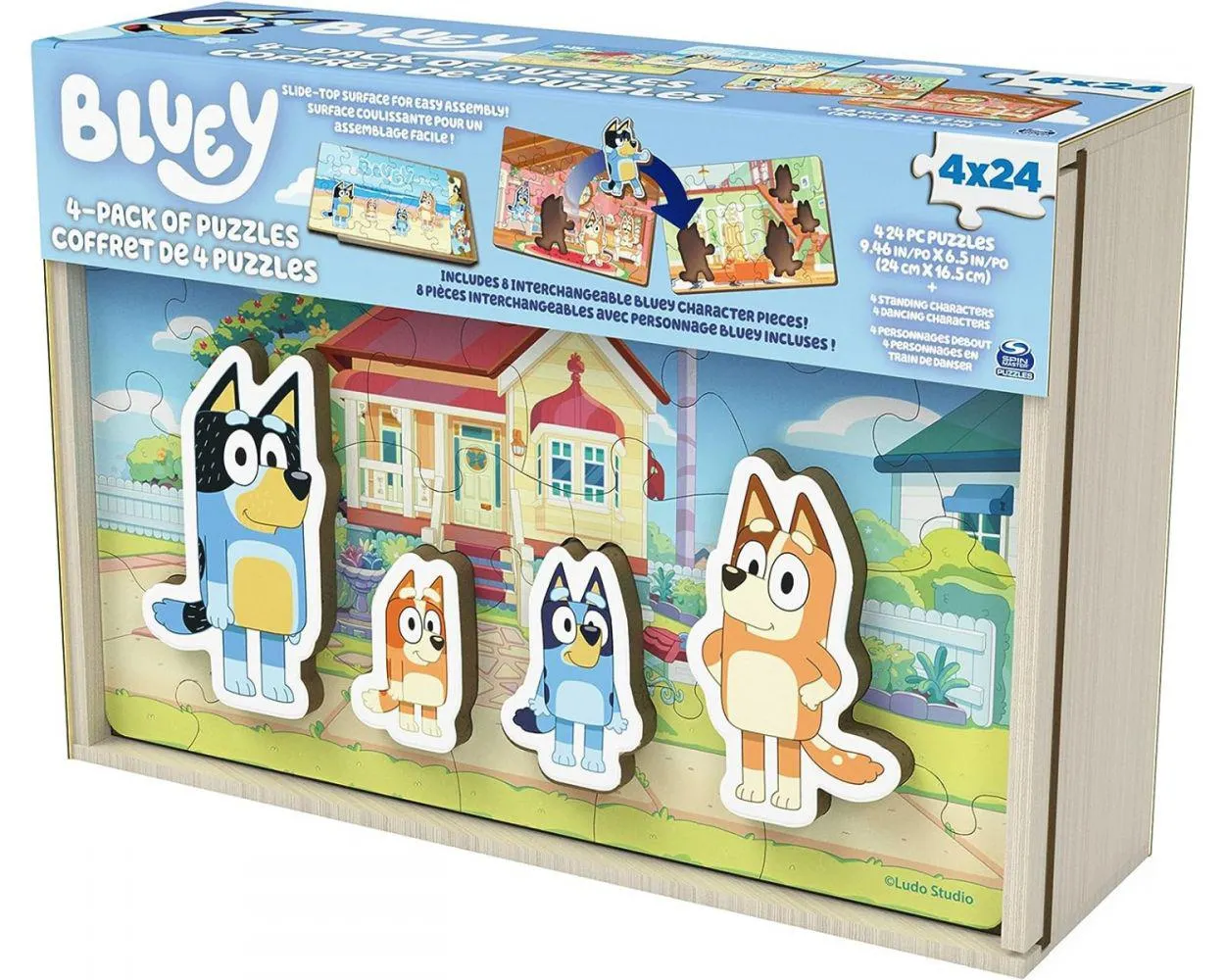 Bluey Paquete de 4 Rompecabezas de Madera con Personajes de Bingo