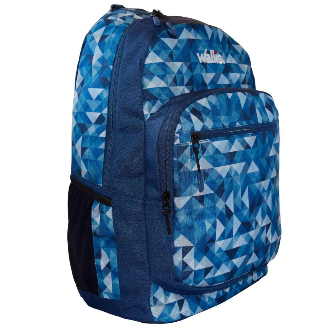 Mochila grande con compartimiento para laptop, cuadros azul