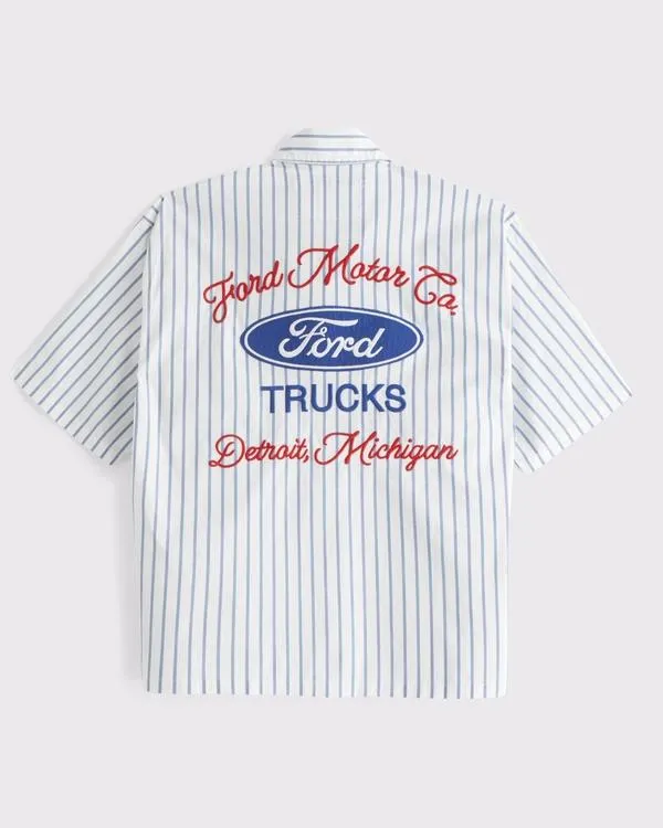 Short Sleeve Cropped Ford Button-Up Shirt