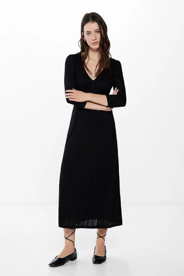 Vestido midi crochet negro