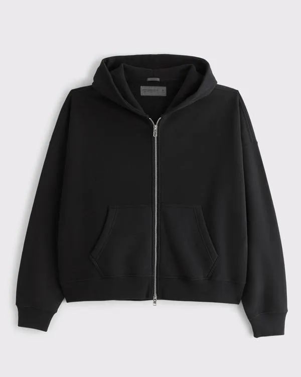 Essential Cropped Full-Zip Hoodie