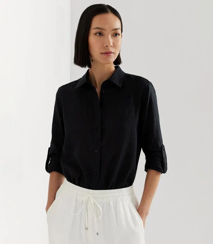 Camisa lisa manga larga Mujer