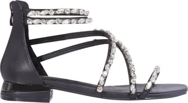 sandalia tacón bajo con piedras