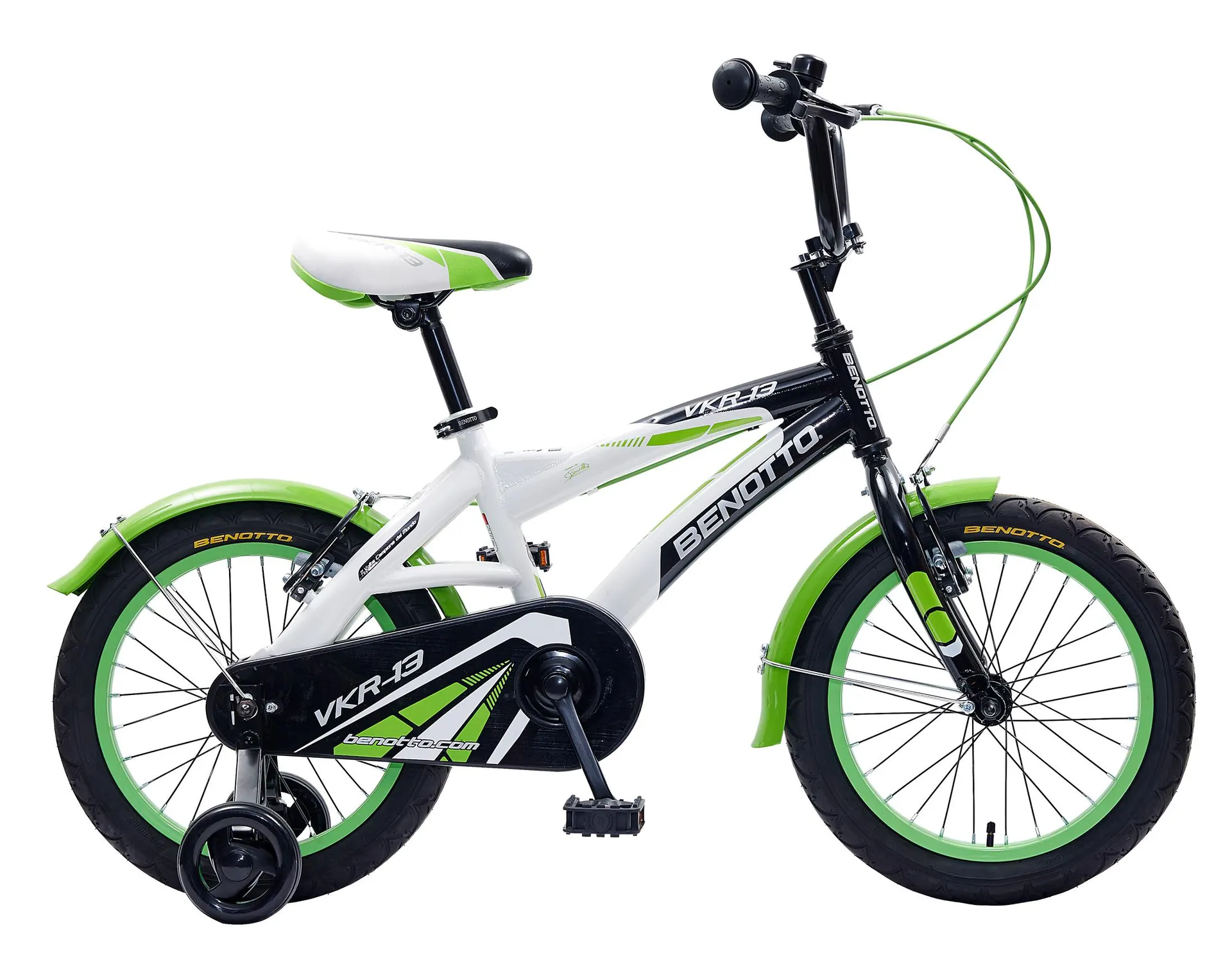 Bicicleta BENOTTO BMX VKR-13 R16 1V. Niño Frenos ”V” Acero Negro/Verde/Blanco Talla:UN
