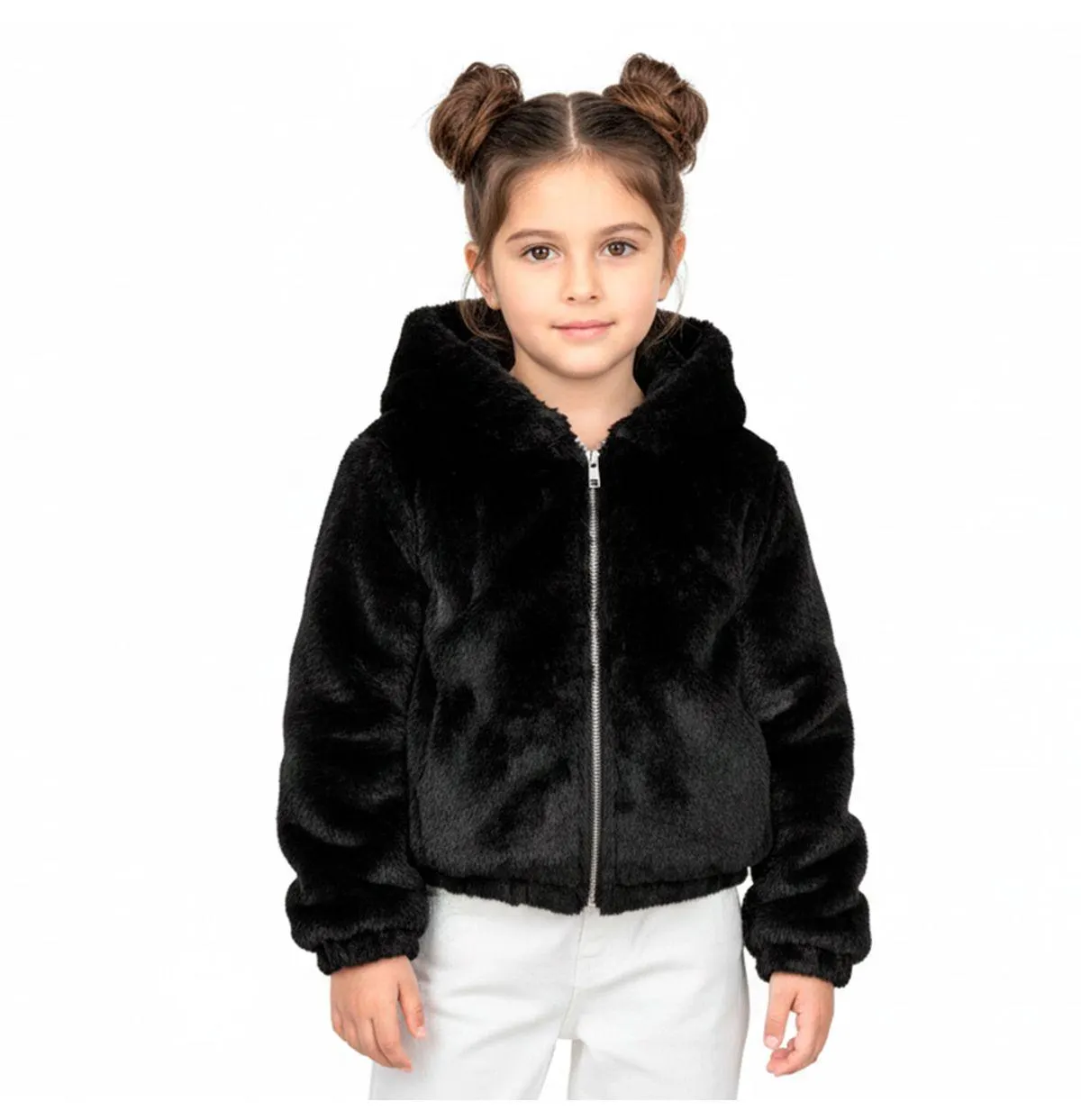 Chamarra Giovanni Gali De Peluche Con Gorro Para Niñas GJ24715