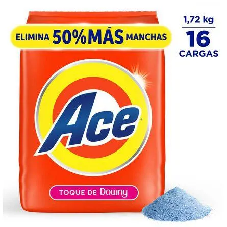 Detergente en Polvo Ace con Toque de Downy Limpieza Instantánea 16 Cargas (1728g)