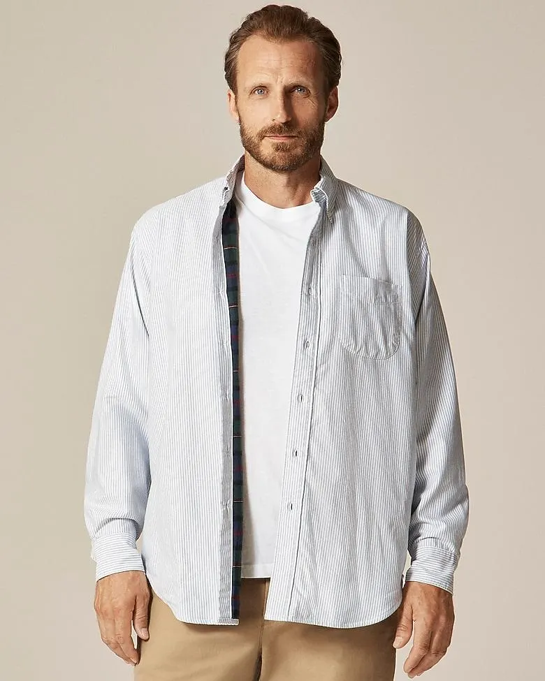 Flannel-lined oxford shirt
