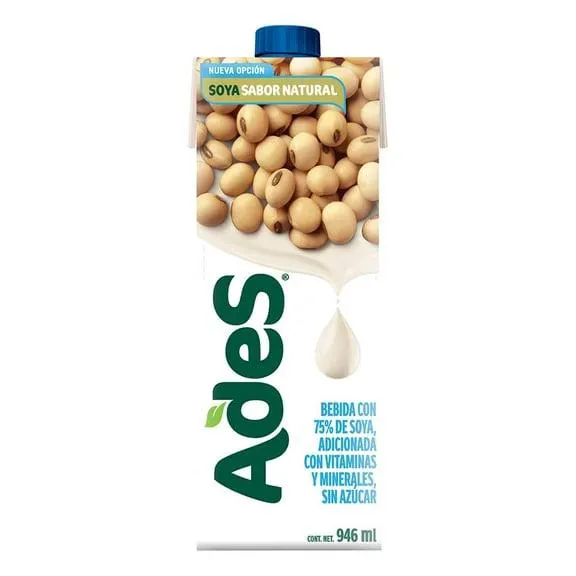 Alimento líquido AdeS de soya reducido en azúcar sabor natural 946 ml