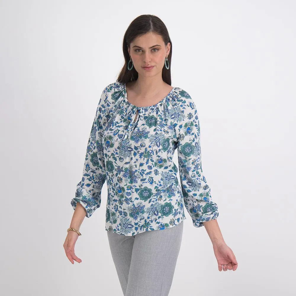 Blusa Floral Cuello Redondo