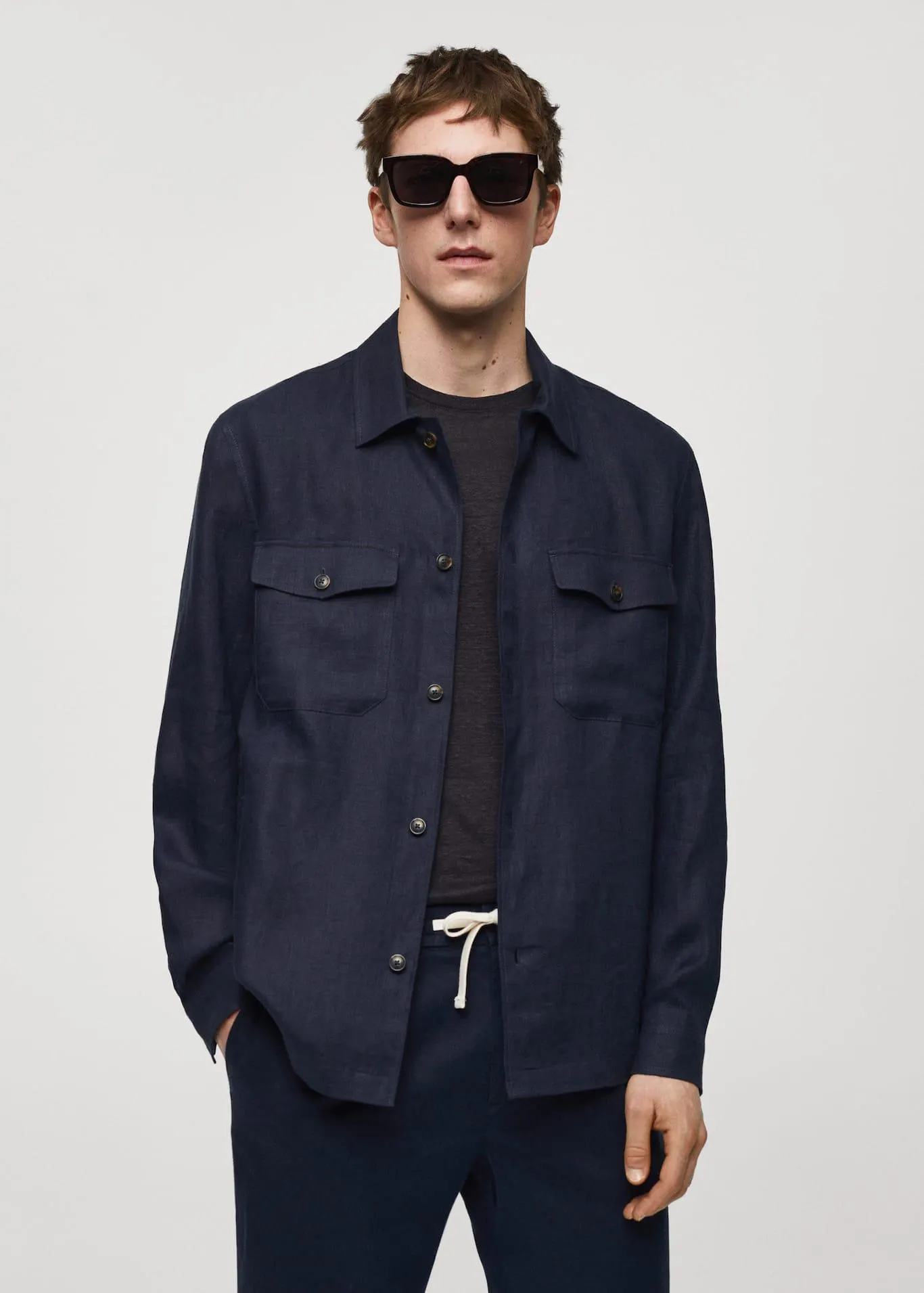 Sobrecamisa 100% lino bolsillos