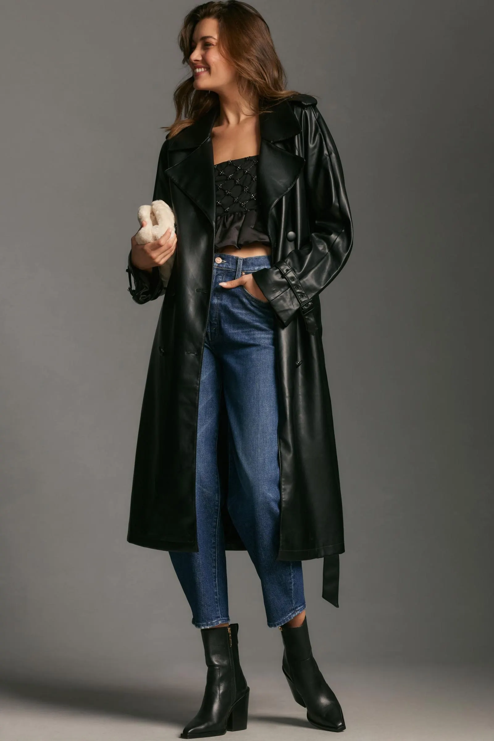 Good American Better Than Leather Trench Coat