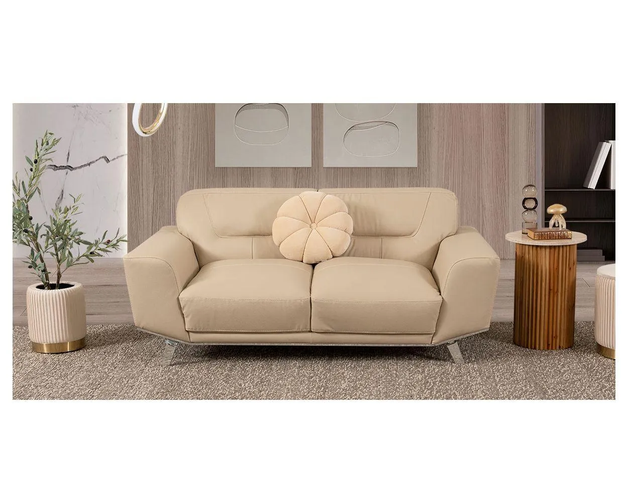 Sofá 2 Plazas Piel Ameno CL Beige (Boal)