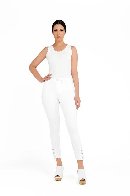 030095 Pantalǟ¶ün Color Blanco Con Detalles De Botones