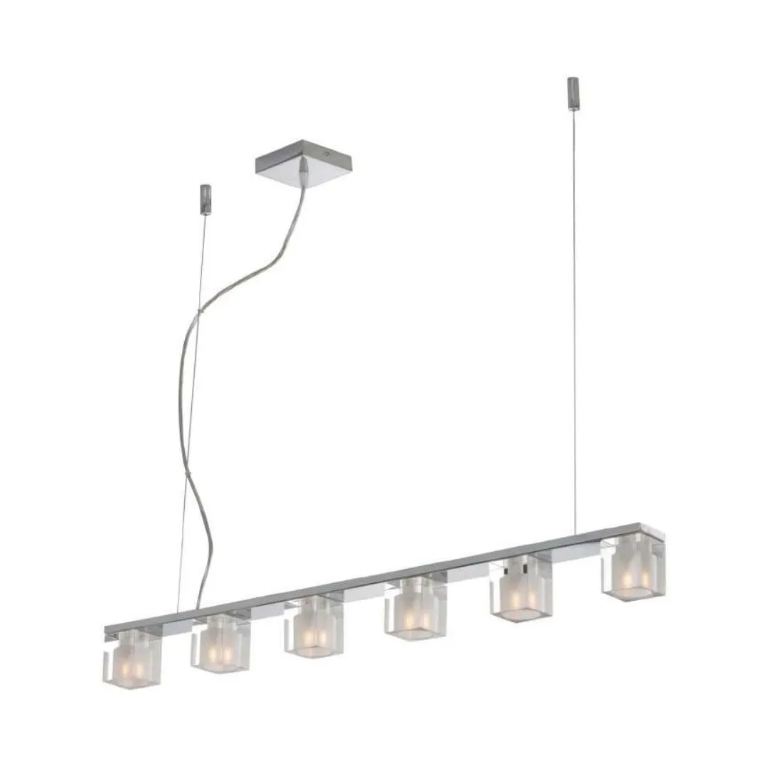 Lámpara colgante led decorativa de cubos de cristal claro y de 6 luces con cable de 3m