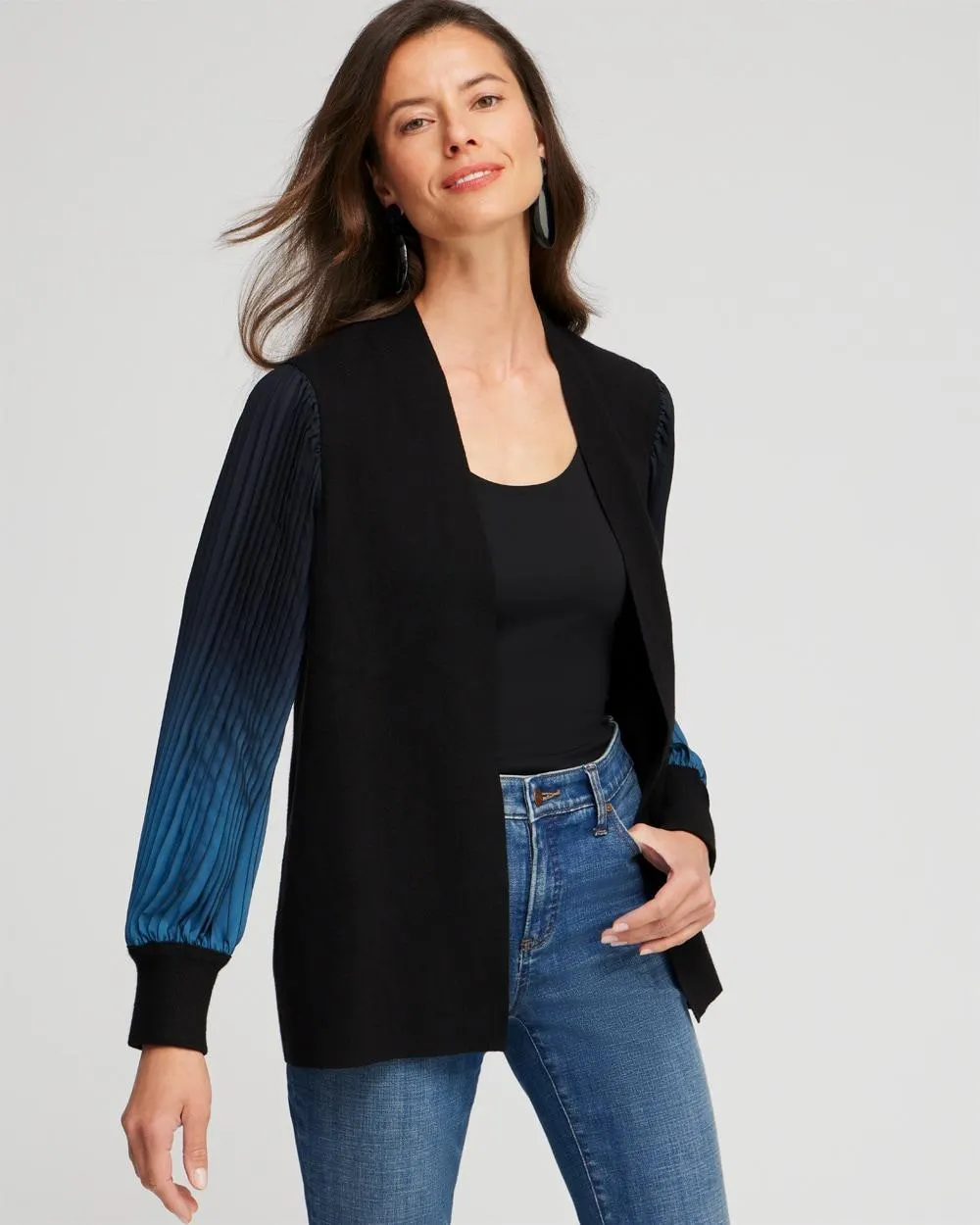 Cashmere Blend Pleated Cardigan