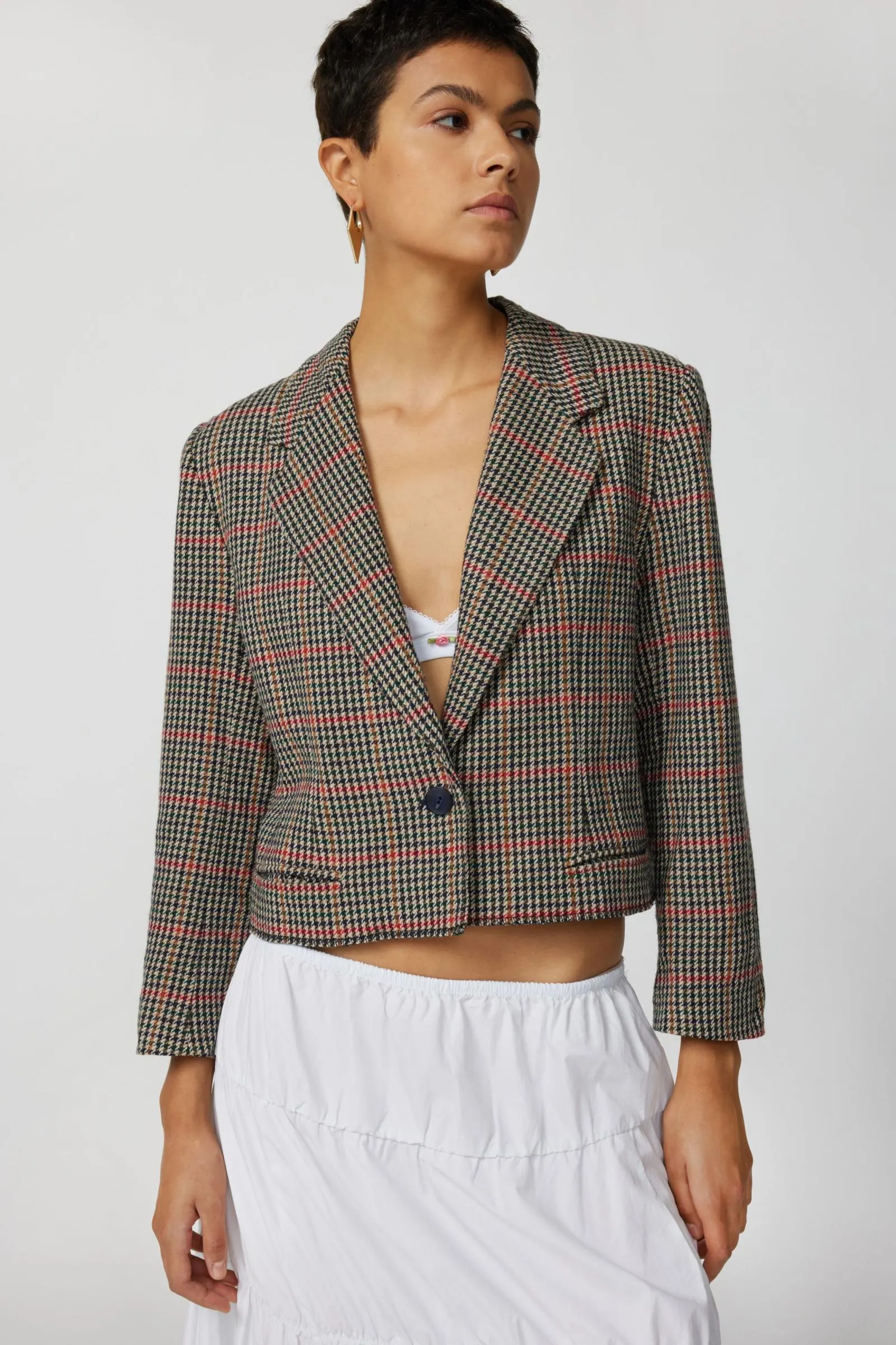 Urban Renewal Remade Plaid Cropped Blazer