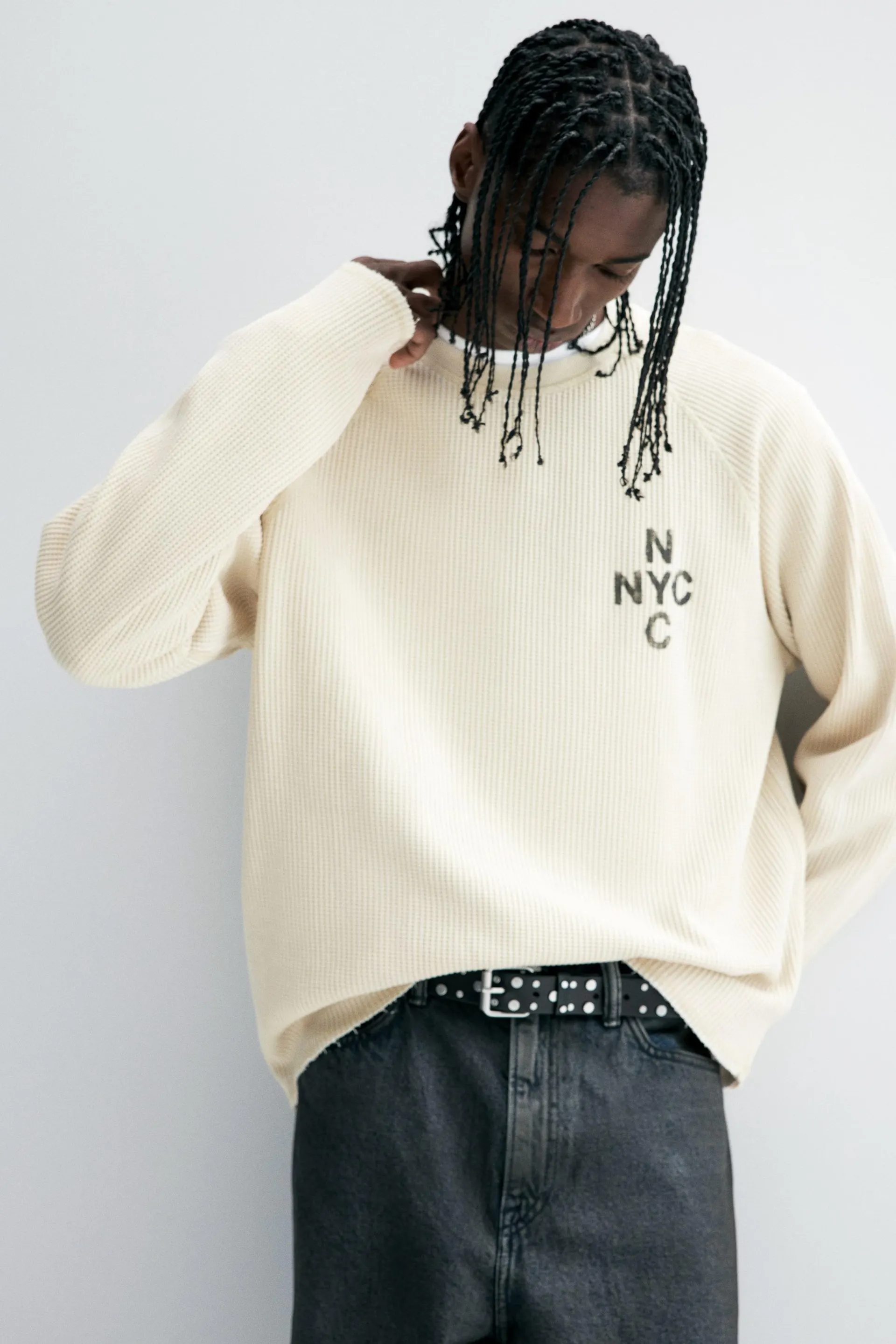 Playera gofrada de manga larga Regular Fit