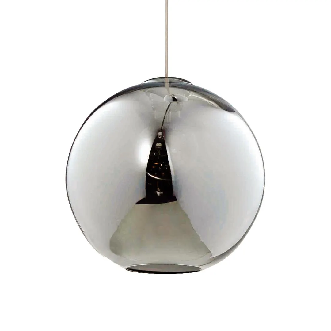 Lámpara colgante esférica con cuerpo de cristal humo de 35cm con cable de 3m