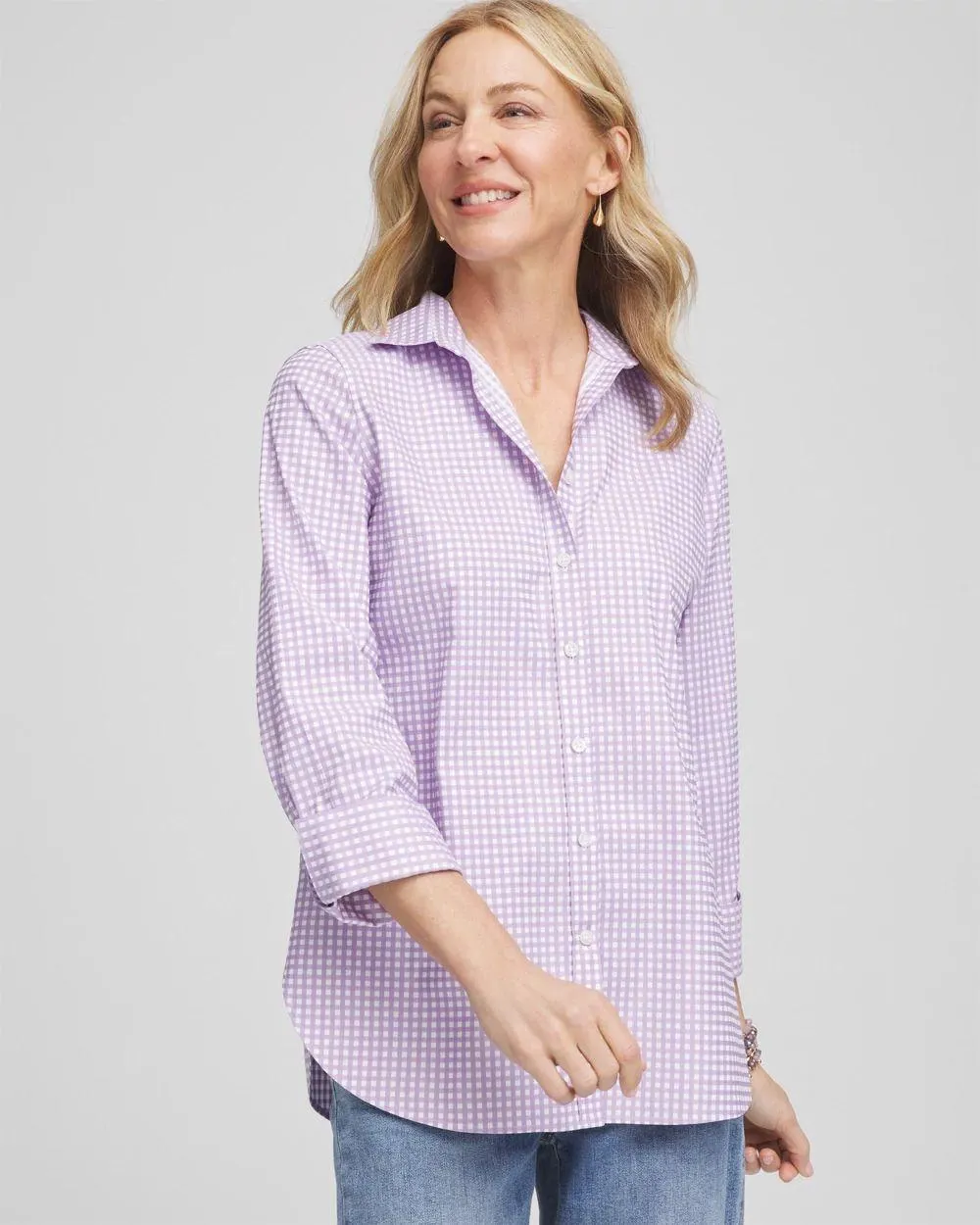 No Iron ™ Gingham Sateen Shirt