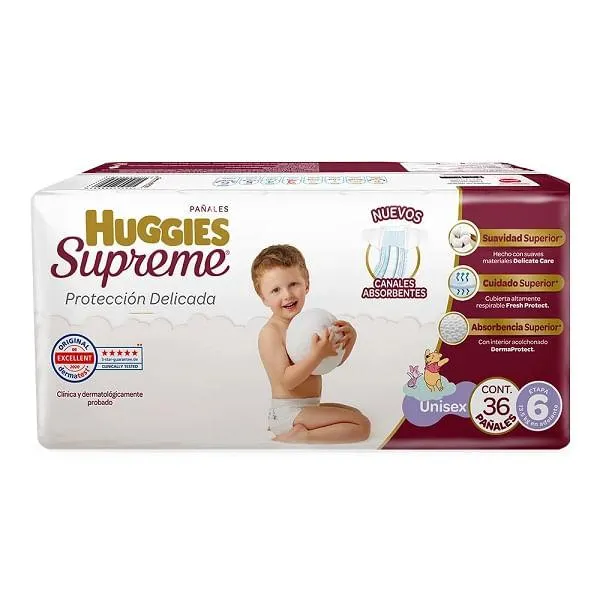 Pañal Huggies etapa 6 supreme unisex 36 piezas