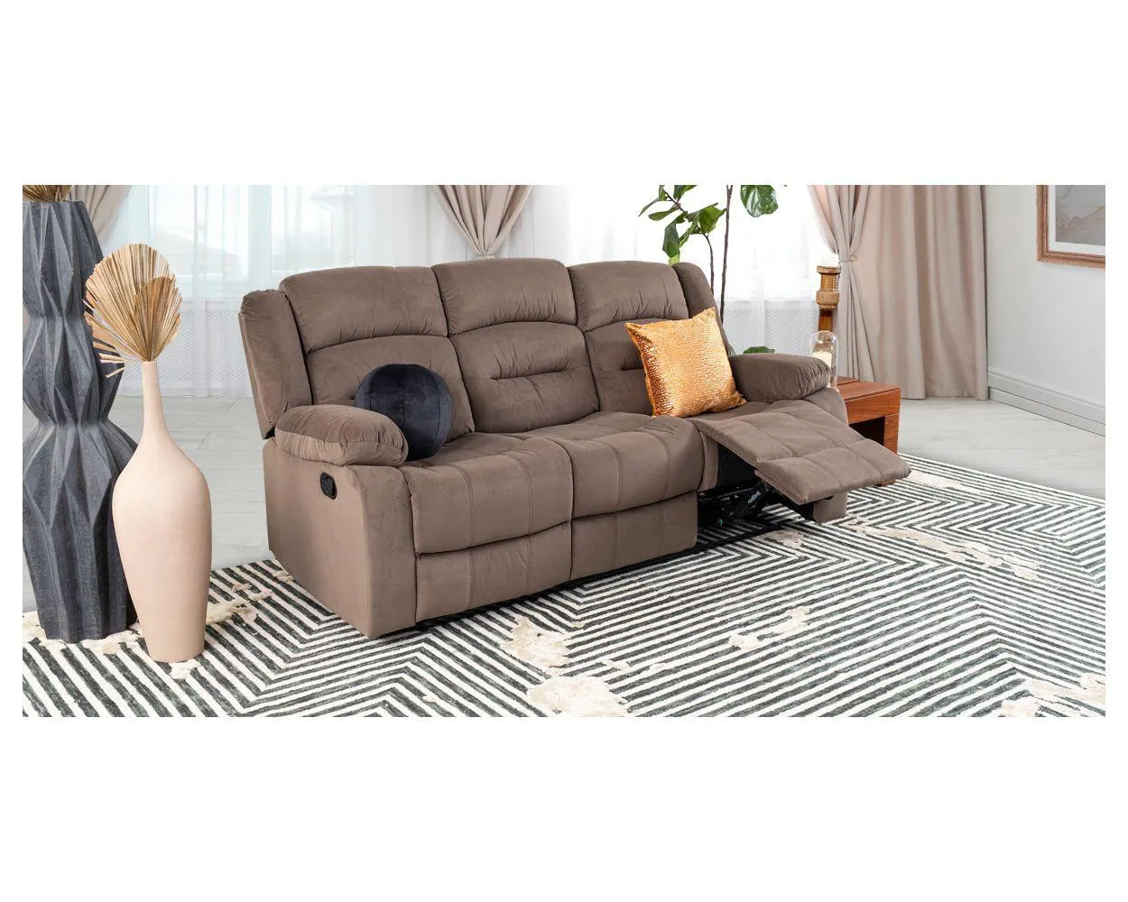 Sofá 3 Plazas Con 2 Reclinables Melbury Café