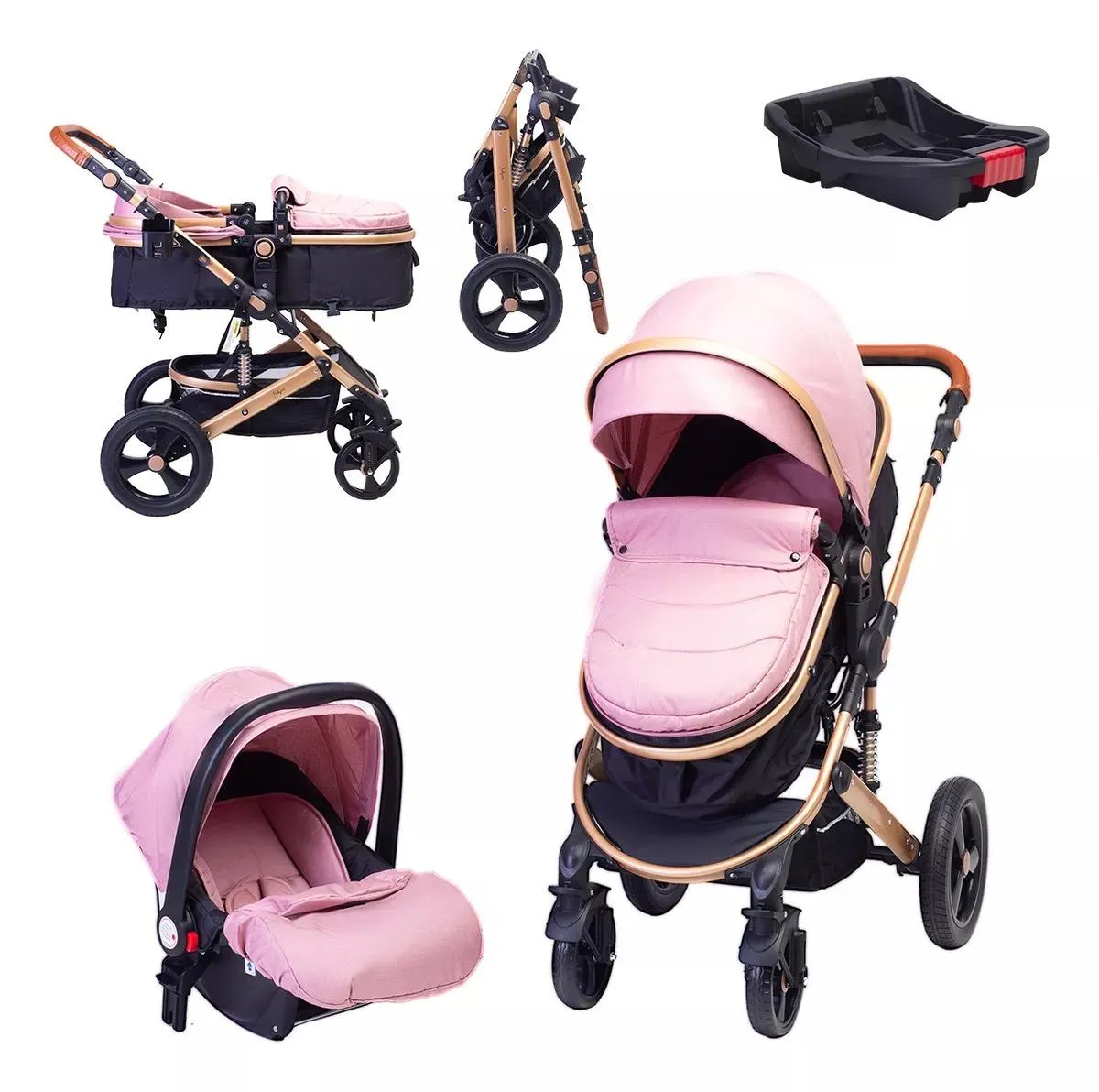CARRIOLA Travel system con portabebé BABYLUX Rosa