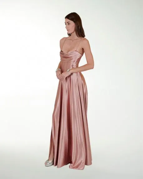 VESTIDO CL LISO TIPO CORSET CON DRAPEADO