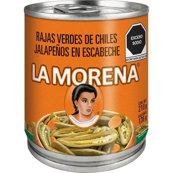 Rajas verdes de chiles jalapeños La morena 200 g