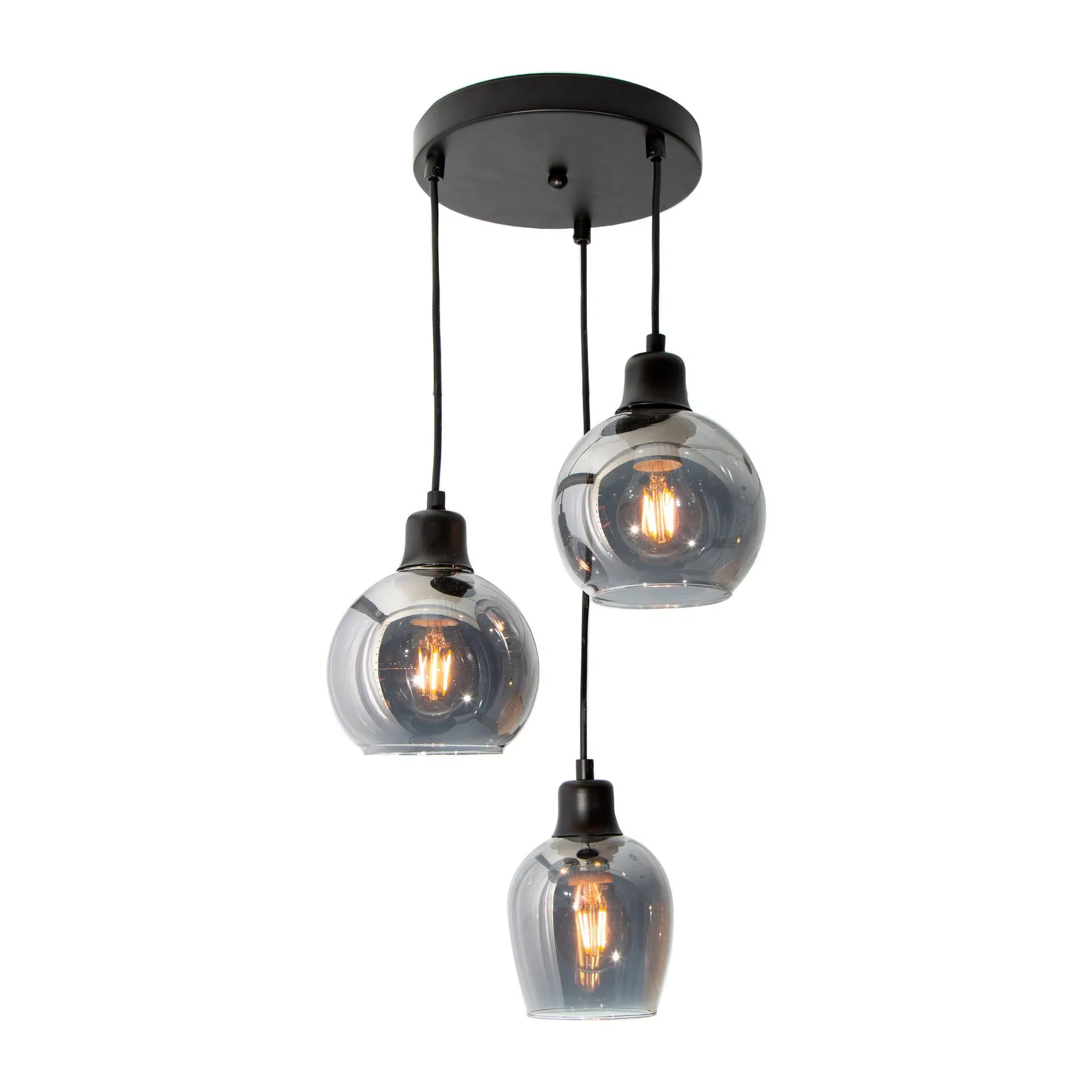 Lámpara Colgante Moderna Acabado en Negro Socket E27 40w 3 Luces