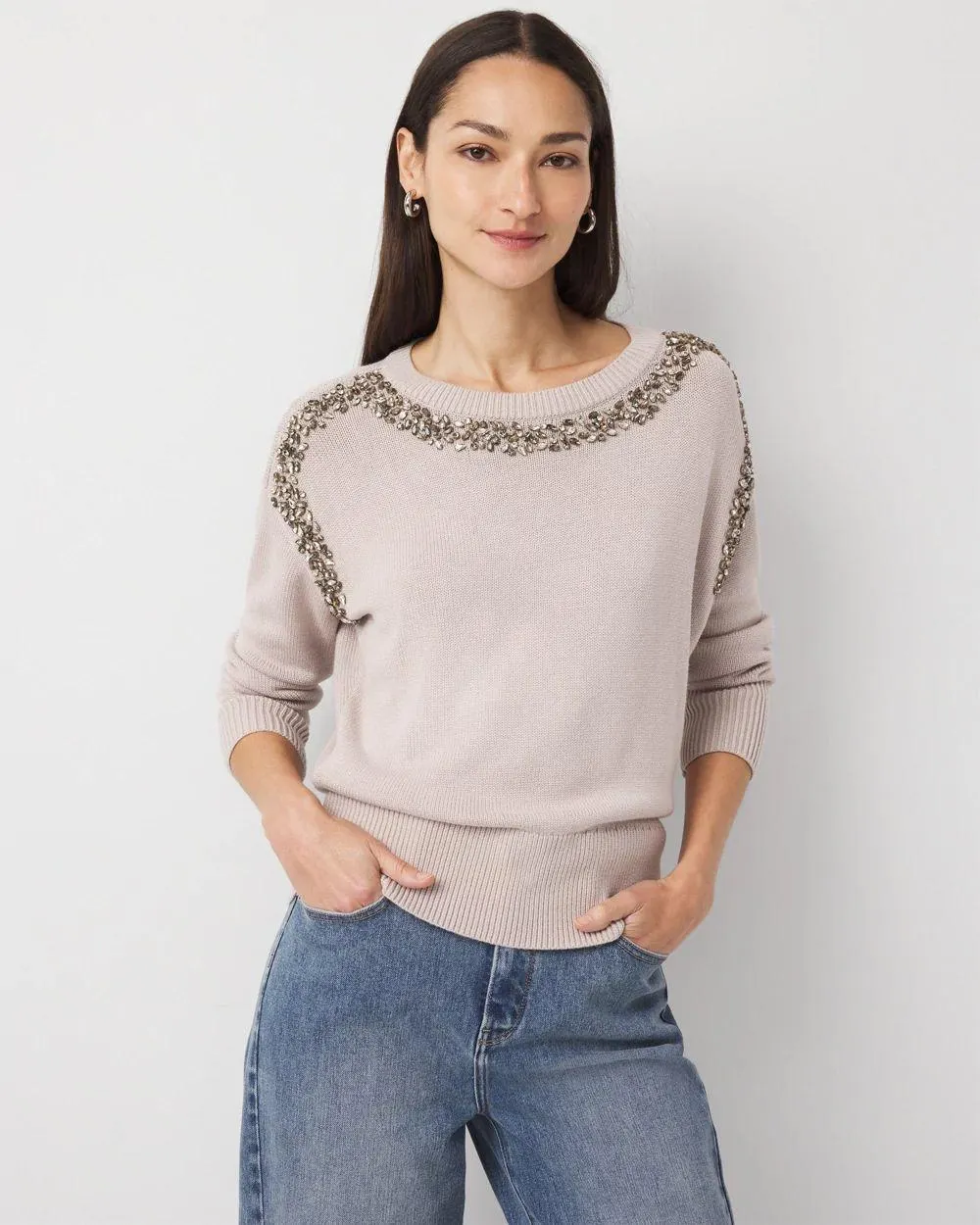 Rhinestone Crewneck Sweater