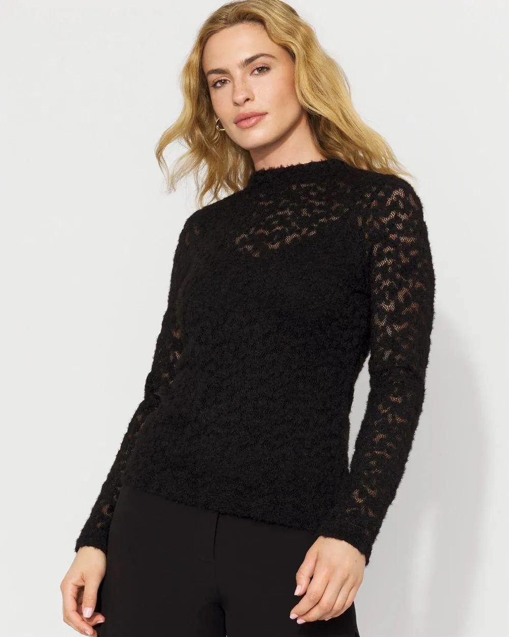Textured Lace Mockneck Top