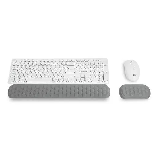 Pop Kit Teclado y Mouse Inalámbricos con Descansa Muñecas TechZone TZK-CHW02 Blanco