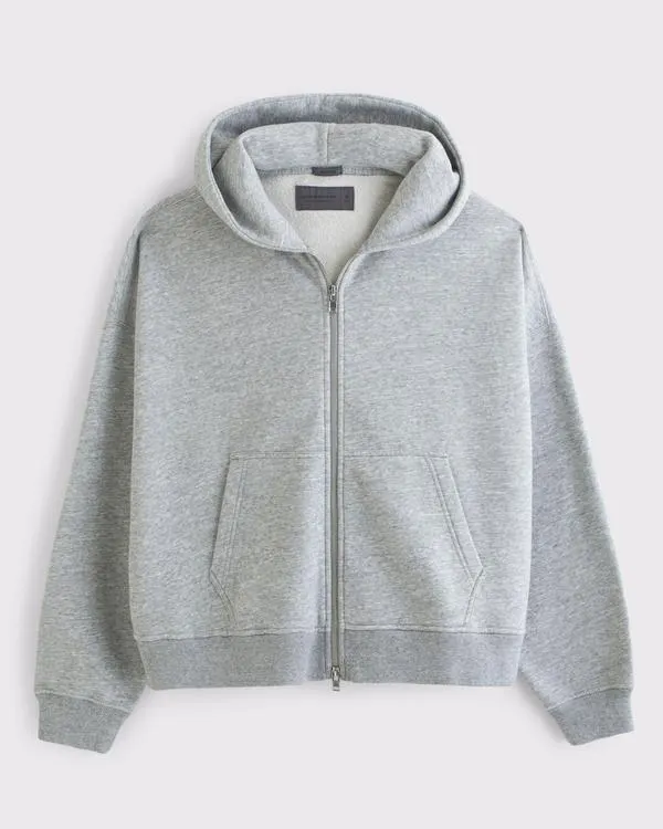 Essential Cropped Full-Zip Hoodie