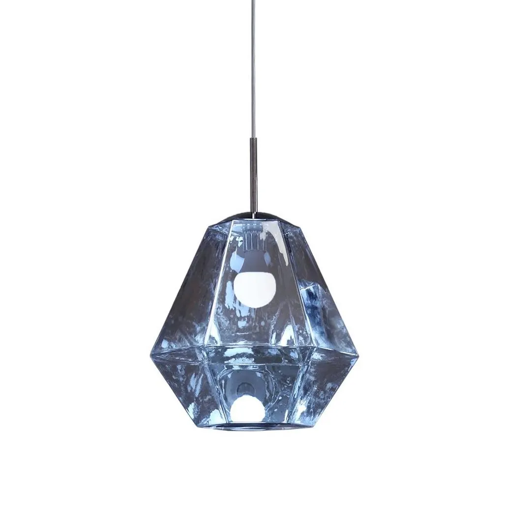 Lámpara colgante en forma de diamante de acrílico y acero de luz fria con cable de 3m