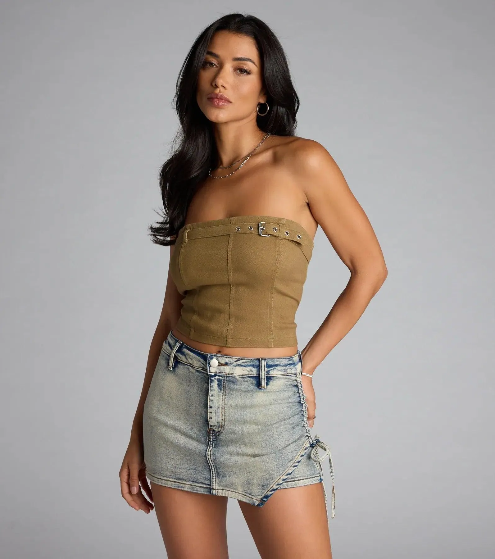 Top Tier Buckle Tube Top