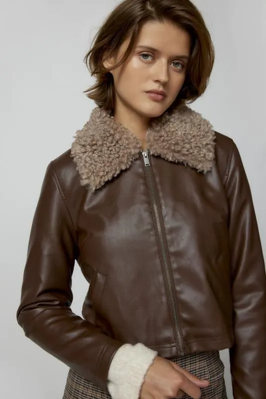 UO Wednesday Faux Leather Aviator Jacket